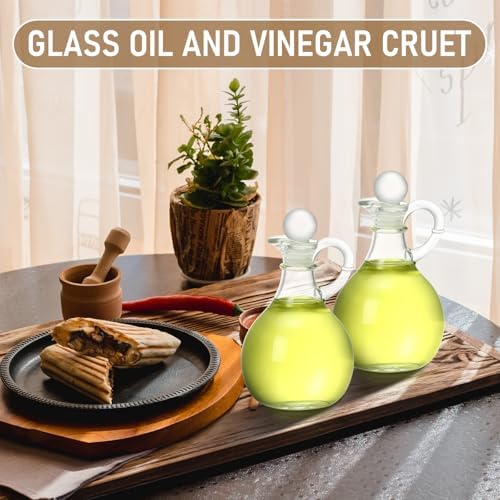 Teenyyou 2 Pcs Oil Vinegar Dispenser Set, 10.5 oz Glass Bottles Kitchen