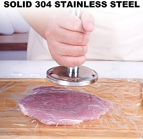 Meat Flattener Pounder, Multifunctional Stainless Steel Meat Pounder Tenderizer, Meat Hammer Mallet for Cooking, Chicken Veal Cutlets Meat Tenderizer Tool, for Tenderize Meat Tap Dough