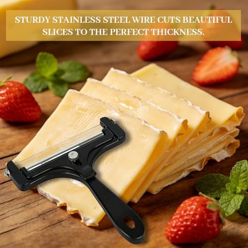 2 Pack Stainless Steel Wire Cheese Slicer with 4 Extra Wires,Cheese Slicer and Cutter Set for Block,Adjustable Manual Cheese Cutter,Butter Slicer Cutter,Cheese Peeler
