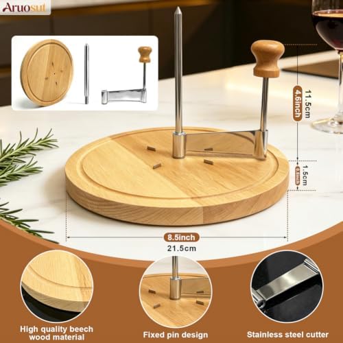 Cheese Curler Cheese Slicer Stainless Steel Blade & Wood Base for Home Restaurants Cafes Bakery Dessert Shops Charcuterie Boards, Parties & Gift