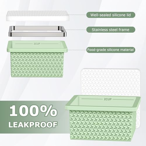 6 Pack-Silicone Freezer Tray with Lid-Stackable Soup Freezer Container Molds,2-Cup Ice Cube Trays for Perfect Portion Control,Food Storage & Meal Prep,Oven & Dishwasher Safe