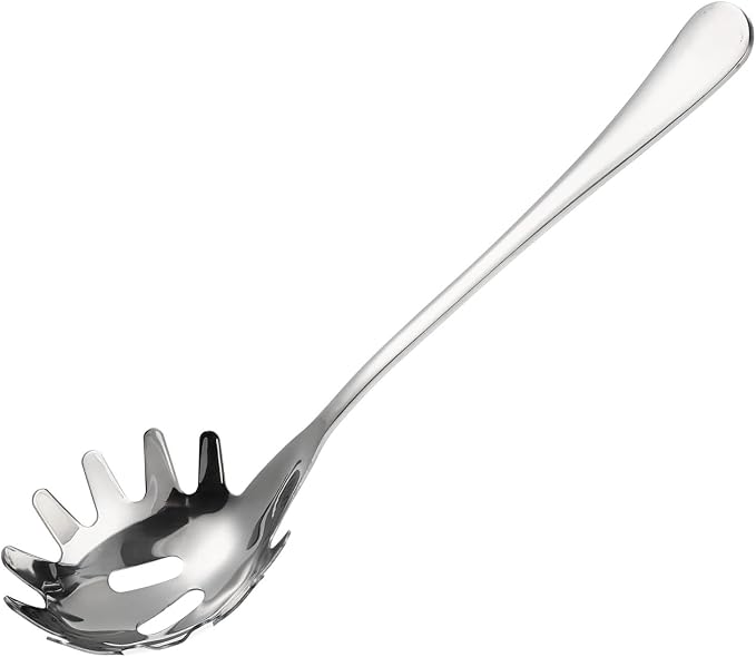 UPKOCH Stainless Steel Spaghetti Spoon 9.44 Inch Pasta Serving Spoon with Comfortable Handle for Easy Noodle Dumpling and Soup Serving in Home and Restaurant