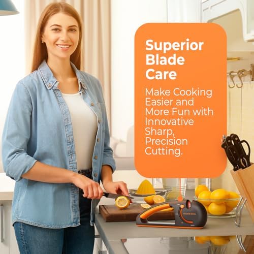 Orange Ninja Serrated & Kitchen Knife Sharpener – 4-Stage Sharpening Tool