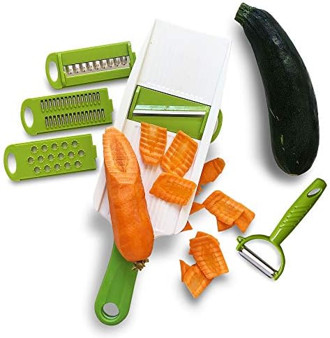 5 In 1 Handheld Vegetable Slicer & Grater - With Mandolin Blade & Peeler, All-in-one, Shredder, Grater, Zester and More - From Jean Patrique