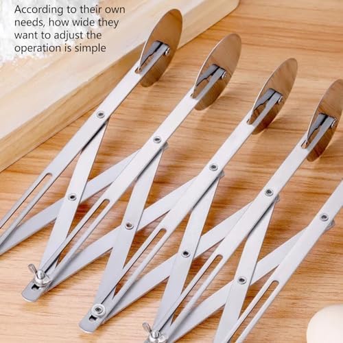 VGEBY Pizza Cutter, Stainless Steel 3 Wheel Pastry Cutter Roller Adjustable Multi Round Dough Cutter for Pastries, Dough, Pizzas