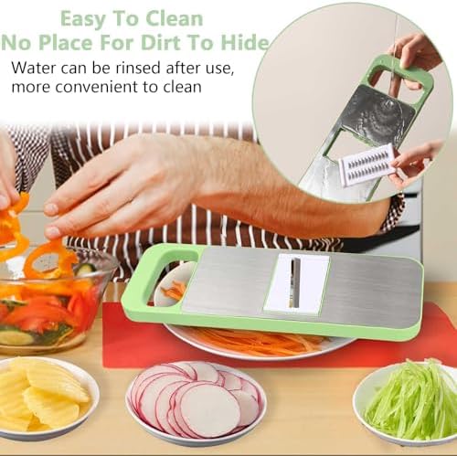 LELE LIFE 6 in 1 Mandoline Slicer for Kitchen, Multi Purpose Vegetable Slicer with Hand Guard for Cucumber Potato Slicer, Waffle Fry Cutter Julienne Slicer Veggie Slicer Grater