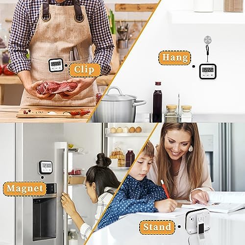 Timer, Kitchen Timers for Cooking Classroom Timer for Kids Teachers Magnetic Digital Timers 2 Pack, Black