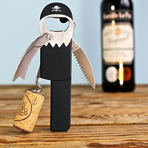 Suck UK Pirate Bottle Opener | Pirate Wine Opener | Corkscrew Keychain | Legless Pirate Cork Screw | Funny Bartender Gifts | Novelty Kitchen Gadgets | Foil Cutter | Funny Boat Kitchen Accessories