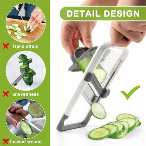Multi Handheld Mandoline Slicer With Adjustable Stainless Steel Blade, Food Cutter Vegetables Chopper, Handy Veggie Slicer With Peeler For Speedy Slicing of Fruits And Vegetables(Grey)