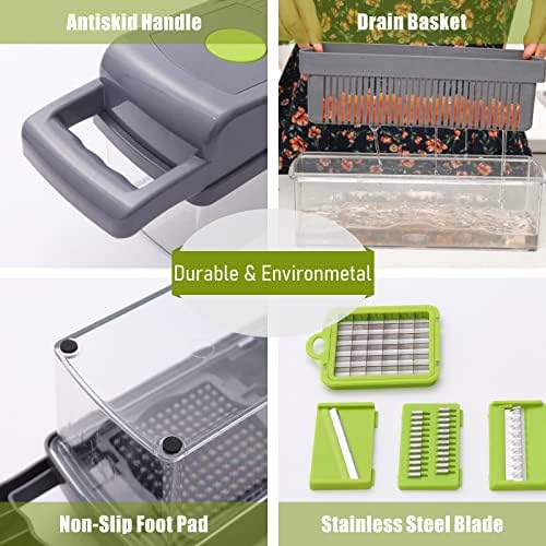 Vegetable Chopper,FIILNN 15-in-1 Food Chopper Onion Chopper Vegetable Slicer with Container,8Blades,Egg Separator,Colander Basket,Protective Gloves, is the perfect kitchen Gadget for cooking lovers.