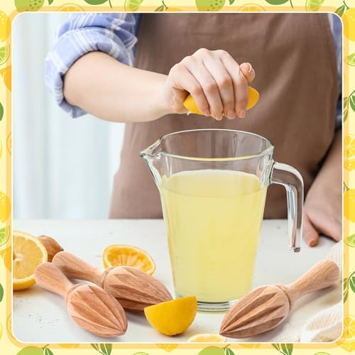 4 Pcs Wooden Citrus Reamer Handheld Lemon Juicer Squeezer