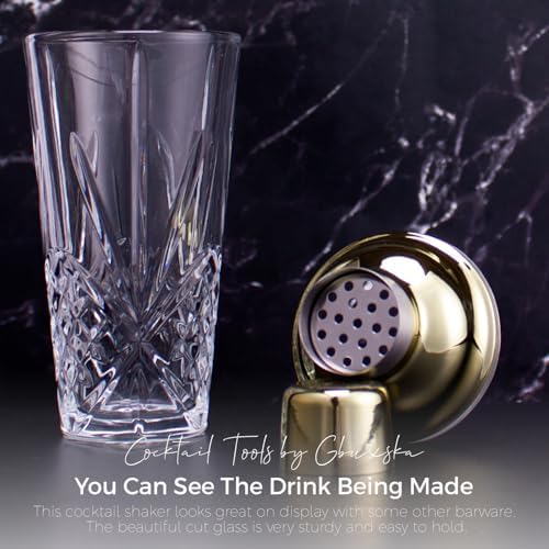 Glass Cocktail Shaker 14.5oz with Strainer