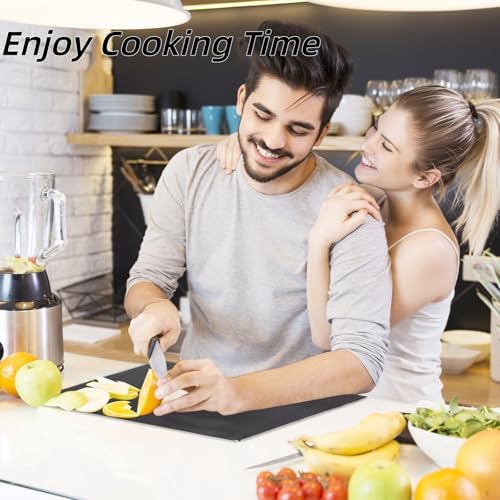 JJL Black Acrylic Cutting Board with Counter Lip, 20 x 16 Inches, Food-Grade, Anti-Slip, Perfect for Cutting Bread, Meat, and Veggies, Ideal Choice for Kitchen Countertop Décor