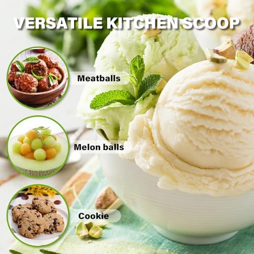 Ice Cream Scoop with Trigger, 5 Tbsp Cookie Scoop for Baking, 2.45 Oz Cookie dough Scooper, Large Ice Cream Scooper, Stainless Steel Portion Scoop, 72.7 ml