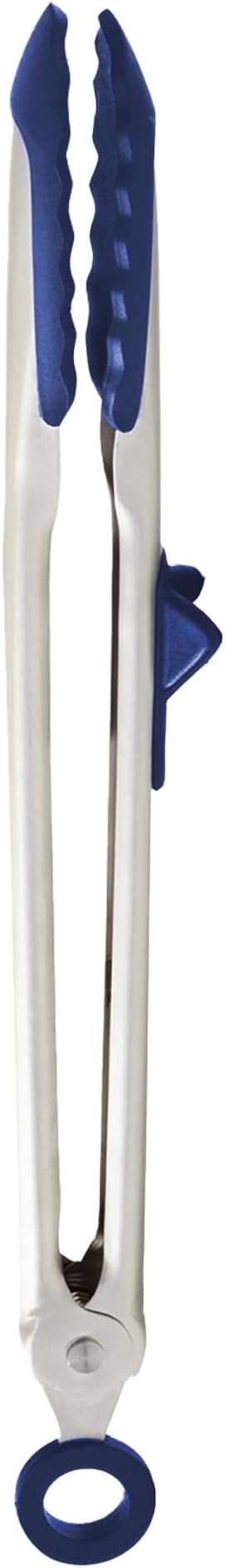 Tovolo Tip Top Tongs, Easy-Grip Kitchen Tongs for Cooking With Silicone Tips, Easy Locking Mechanism, Cooking Utensil With Resting Foot, Heat-Resistant & BPA-Free Silicone Tips, Deep Indigo