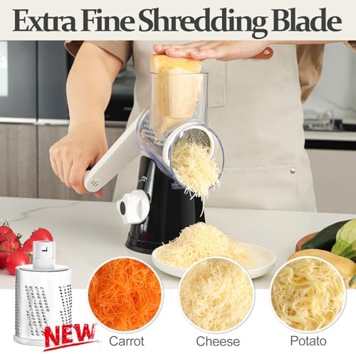 Cambom Rotary Cheese Grater Hand Crank Cheese Shredder, Black