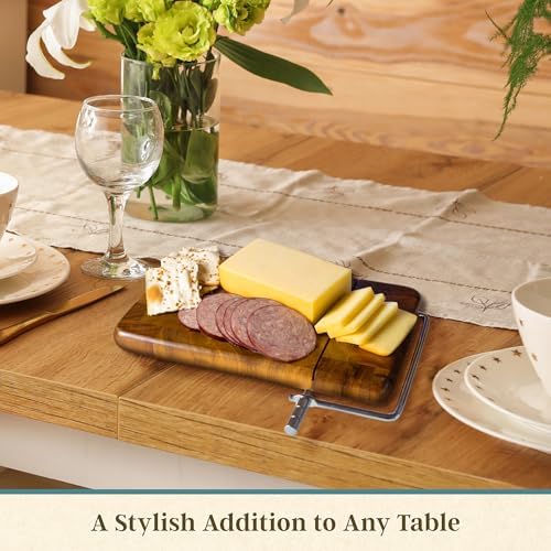Rock & Branch Wood Cheese Slicer Board with Stainless Steel Wire Cutter