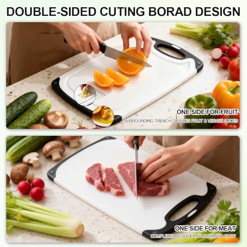 Viretang Dishwasher Safe Cutting Board for Kitchen, 3 Pieces, Grinding Area