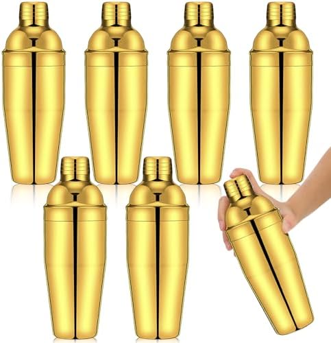 Nitial 6 Pcs Bar Cocktail Shaker Stainless Steel, Gold, 25 oz