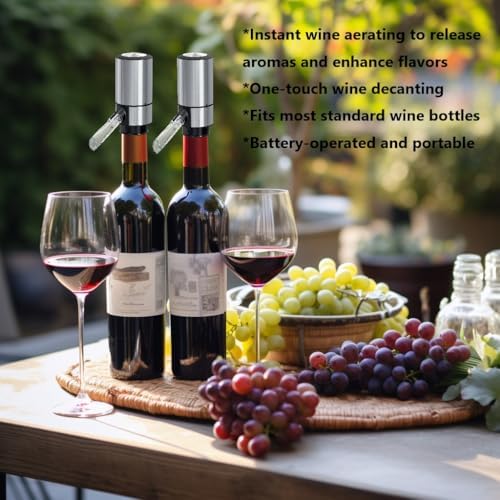 Electric Wine Aerator Dispenser, Automatic Wine Pourer Spout with One-Touch Decanting, No-Drip Wine Decanter, Fits Standard Bottles, Gift for Wine Lovers