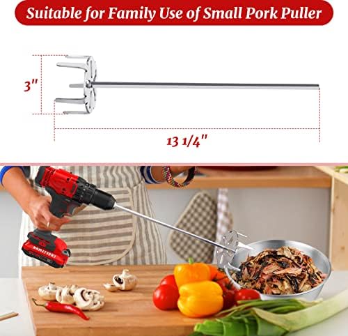 3 Inch Pork Puller Tool,304 Stainless Steel Pulled Pork Shredder Used with Standard Hand Drill,Meat Shredder for Drill for Beef,Chicken,Potato Masher and Tamale Meat