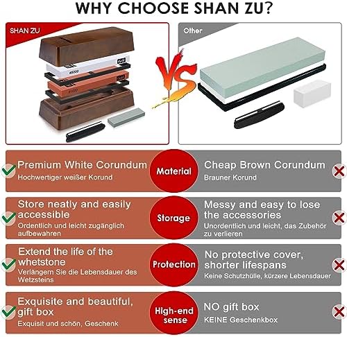 SHAN ZU 2 PCS Knife Sharpener Stone Set with Storage Box