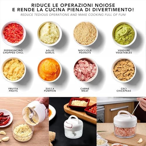 IPEA Manual Multifunctional Onion Chopper - Stainless Steel Blades + Handle - Mini Vegetable Cutter for Cutting and Chopping Garlic, Onions, Vegetables, Herbs