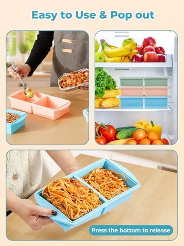 Silicone Freezer Tray with Lid for Soup Ice Cubes, 2Cup Large Ice Cube Tray