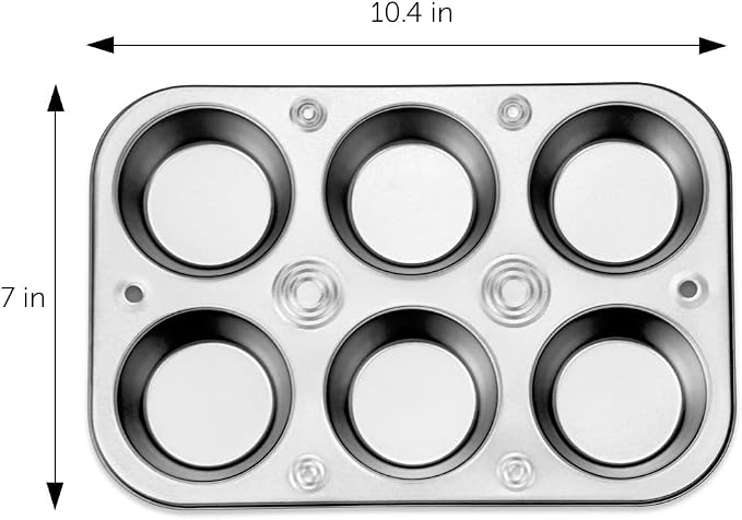 Non-Stick Muffin Pans, 6-Cup Steel Bakeware (2 Pack)