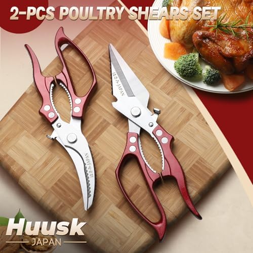 Huusk Kitchen Shears Heavy Duty - Japanese Kitchen Scissors All Purpose