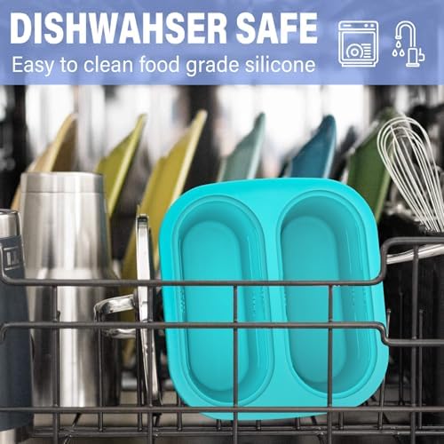 Mossime 1 Cup Silicone Soup Freezer Molds with Lids,Blue/Yellow, 2-Pack