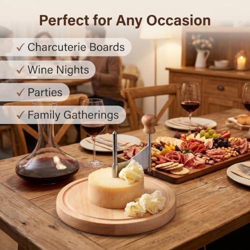 Cheese Curler Wheel, Girolle Cheese Shaver with Wood Base