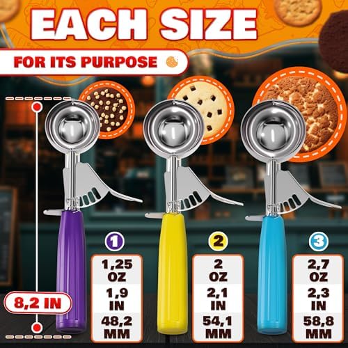 Cookie Scoops for Baking, Ice Cream Scoops with Trigger, Set of 3