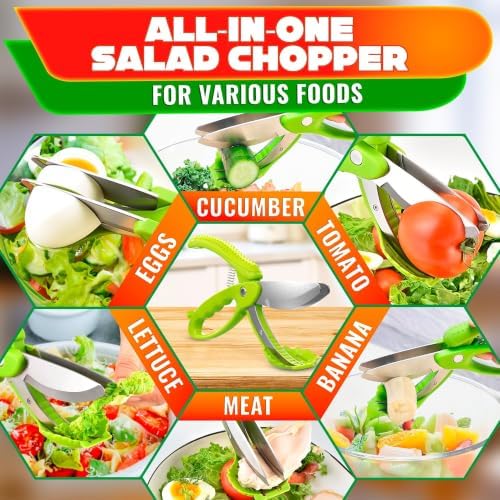Salad Scissors for Chopped Salad, 8.9" Stainless Steel, In-Bowl