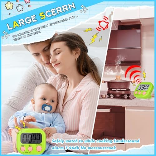 Mwellewm Digital Timers for Classroom Kids Kitchen Timers for Cooking 12 Pc