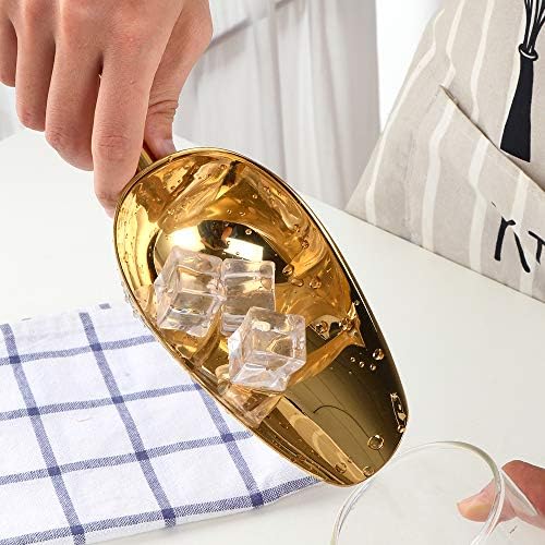 Buyer Star Gold Ice Scoop, 8 oz Heavy Duty Stainless Steel Scoop for Ice Cubes, Flour, Sugar, Candy & Pet Food – Dishwasher Safe Metal Scoop for Home Bar, Kitchen or Freezer – 9 Inch,