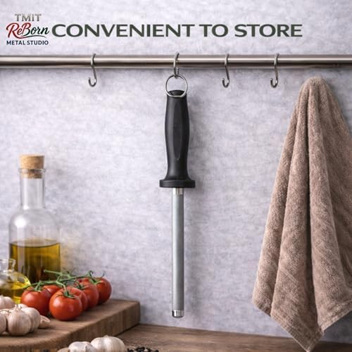 10-Inch Honing Rod for Kitchen Knives – Stainless Steel Knife Sharpening Rod with Ergonomic Handle, Professional Knife Sharpener Stick