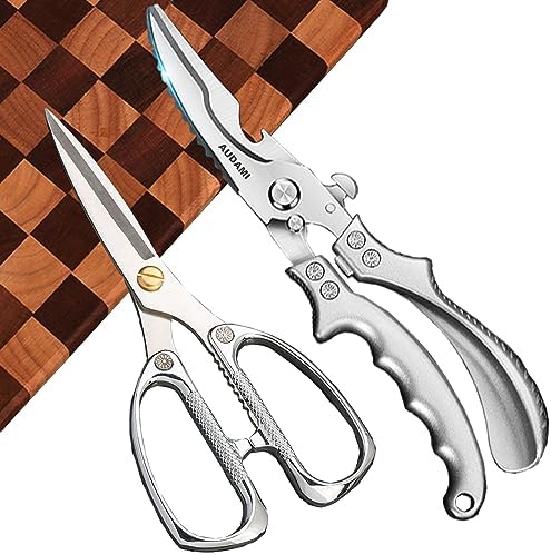 2 Pack Kitchen Shears,Heavy Duty Stainless Steel All-Purpose Poultry Meat Scissors for Cooking-Dishwasher Safe