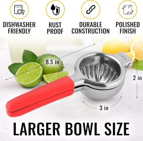 Stainless Steel Juicer - Metal Citrus Juice Press Lime Fruit Juice Press with Silicone Handle - Large Manual Juicer for Bar Kitchen Utensils Fruit Extractor