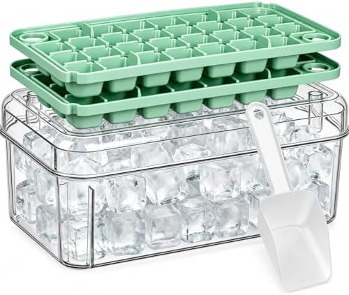 Ice Cube Tray with Lid and Bin, 60 Cube Ice Maker, 2 PK, Ice Storage