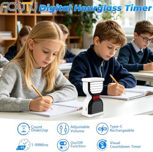 Digital Hourglass Timer for Productivity, Visual Countdown with Flight Flow