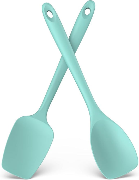 600ºF Heat Resistant Silicone Spoons: U-Taste Flexible Baking Spoon Spatula & Cooking Scoop Spoonula, Seamless Soft Kitchen Utensils for Serving, Scraping, Scooping in Non-Stick Cookware (Aqua Sky)