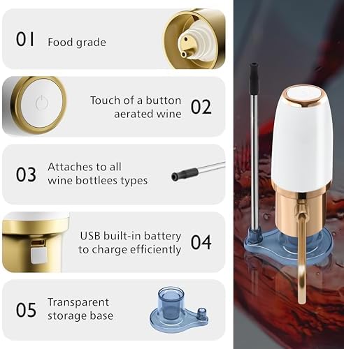 wine aerator Electric,Wine Aerator, Electric Wine Decanter, Wine Aerator Pourer Spout, Wine Dispenser, Wine Accessories， Best Gifts for Wine Lovers