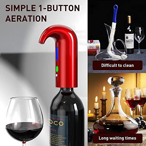 Electric Wine Aerator, Wine Aeration and Decanter Wine Dispenser Spout Pourer,Wine Accessories Gift for Wine Lovers-Red