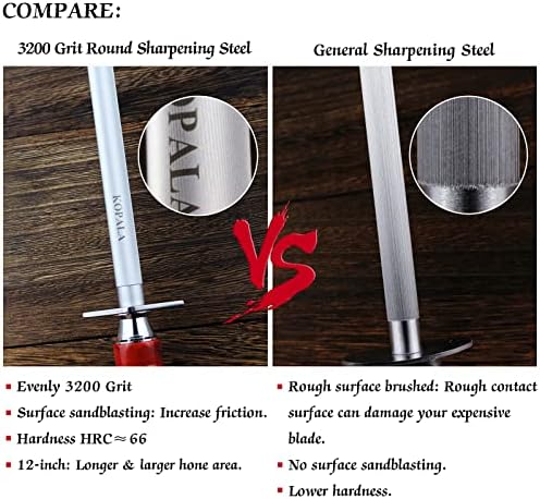 Sharpening Steel Knife Sharpener Rod Round 12 IN Honing Steel for Knife