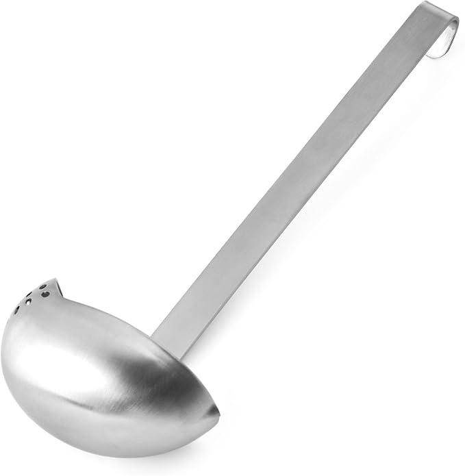 Amco Stainless Steel Straining Ladle - Silver 6.5-Ounce