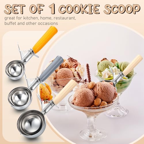 Reallnaive 3 Pcs Ice Cream Scooper with Trigger, 8+4+2 oz, 3 Colors