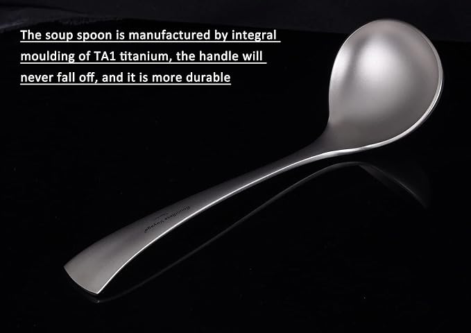 Boundless Voyage Titanium Long Handle Ladle Soup Spoon Thickeness Tableware Porridge Stew Sauce Deep-bowled Ladle Scoop Kitchen Cooking Utensils