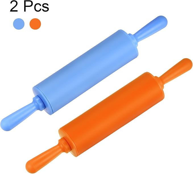 HARFINGTON Silicone Rolling Pins for Baking 12 Inch Non Stick Rolling Pin Small Roller Playdough Rolling Pins for Dough Pizza Pastry Fondant Kitchen, Blue & Orange