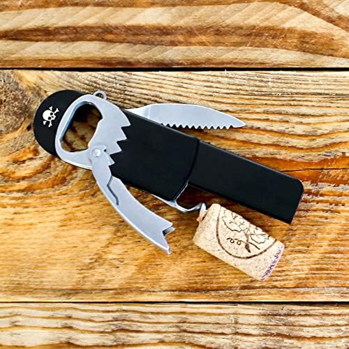 Suck UK Pirate Bottle Opener | Pirate Wine Opener | Corkscrew Keychain | Legless Pirate Cork Screw | Funny Bartender Gifts | Novelty Kitchen Gadgets | Foil Cutter | Funny Boat Kitchen Accessories